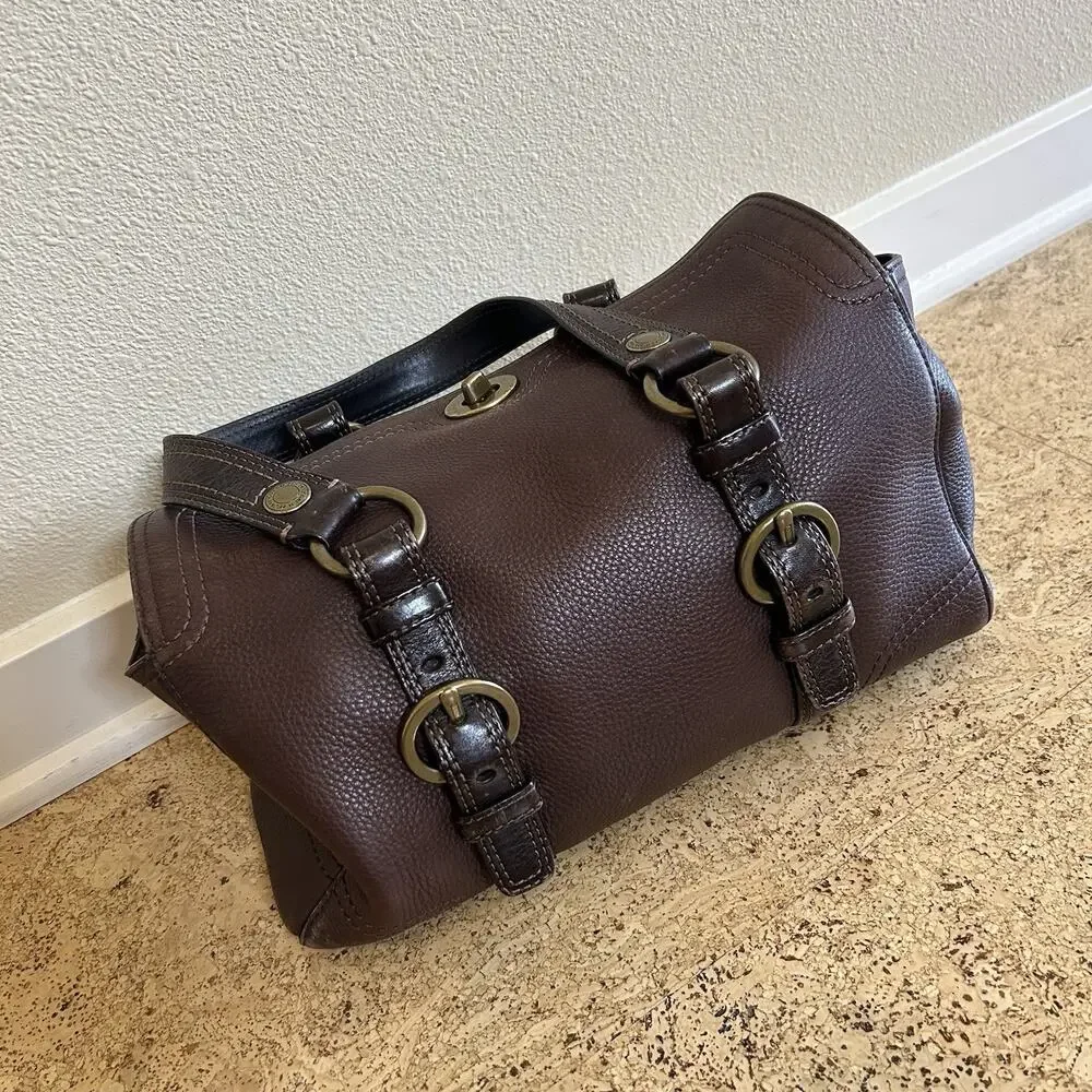 Vintage Y2K Coach Chelsea Satchel Brown Pebbled Leather Purse Shoulder Bag - Picture 4 of 8